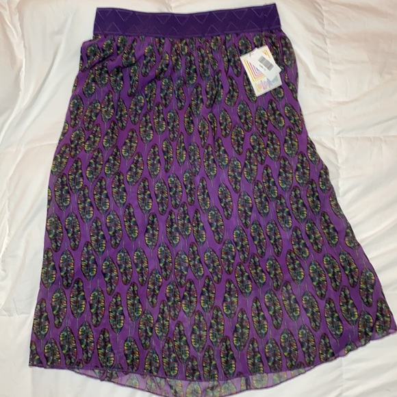 LulaRoe Lola purple feather skirt large - Picture 2 of 5